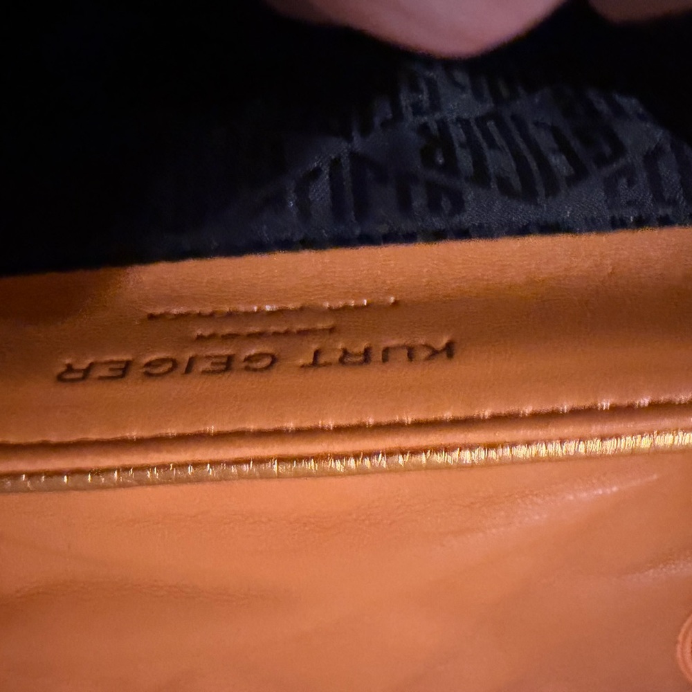 Kurt Geiger Gold Quilted Bag with Orange Chain - Picture 9 of 9